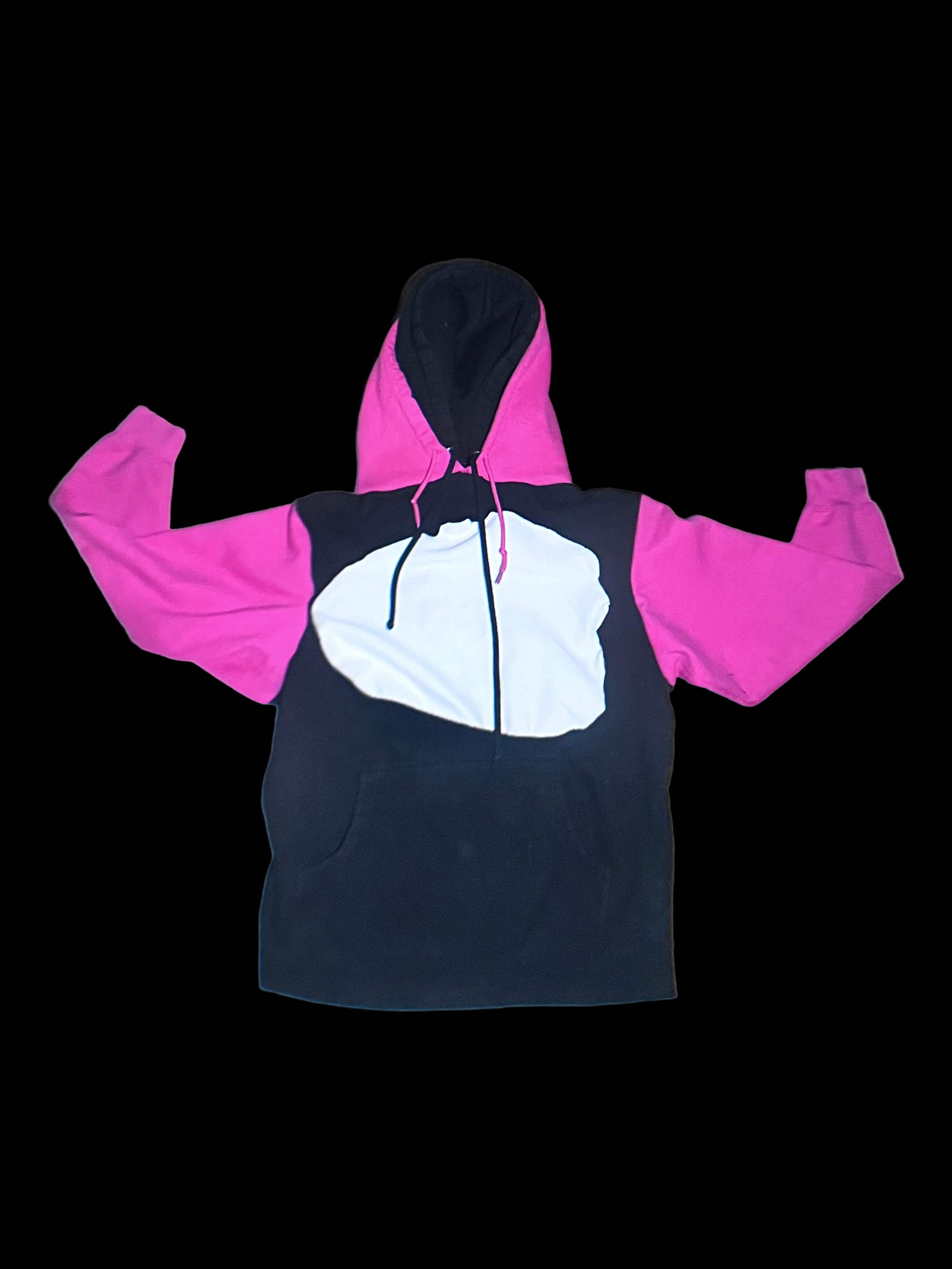 Pink and black ripped Double hooded hoodie