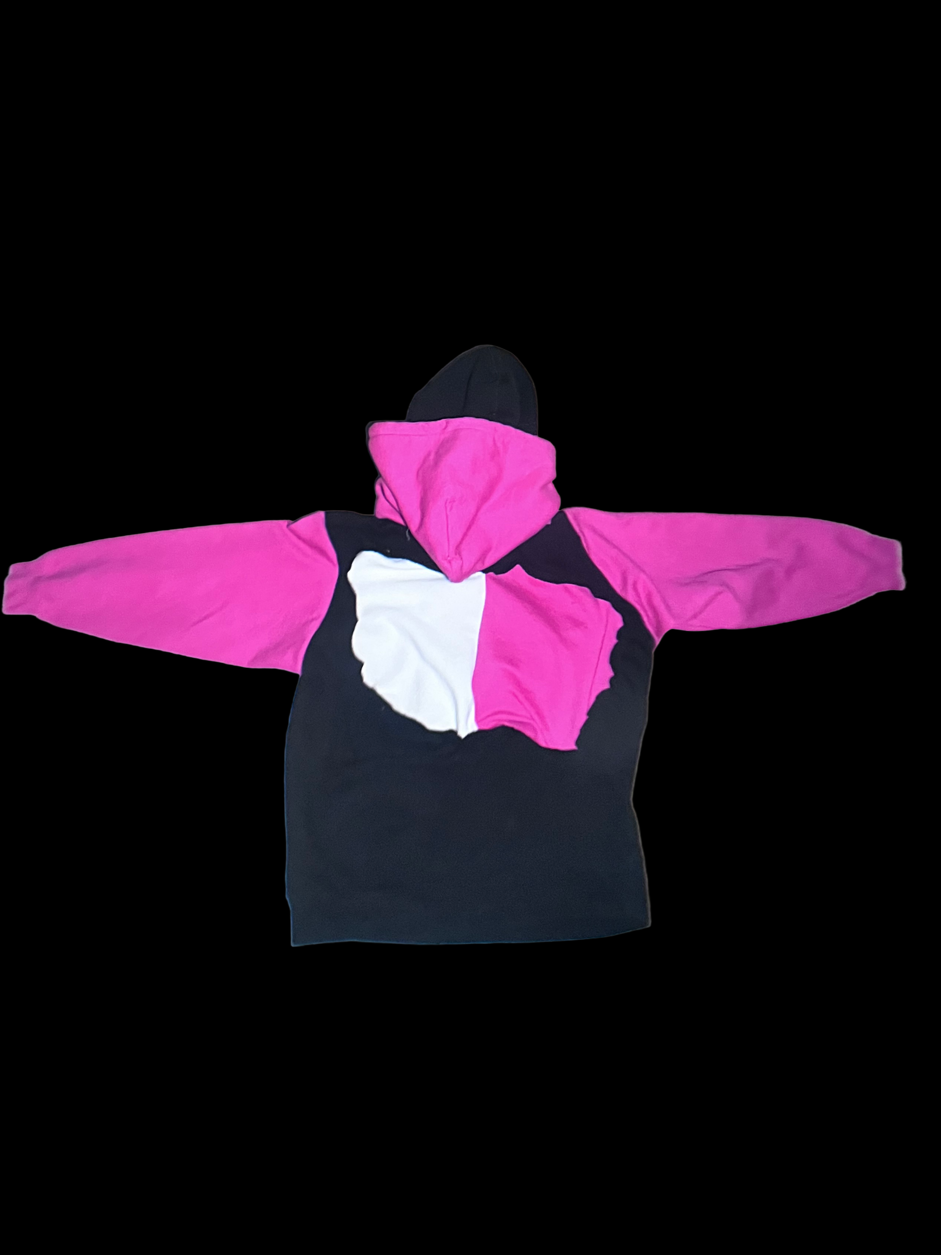 Pink and black ripped Double hooded hoodie